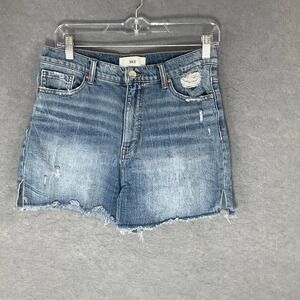 BKE Denim Parker Distressed Frayed Hem Slit Side Blue‎ Jean Shorts Womens Sz 27